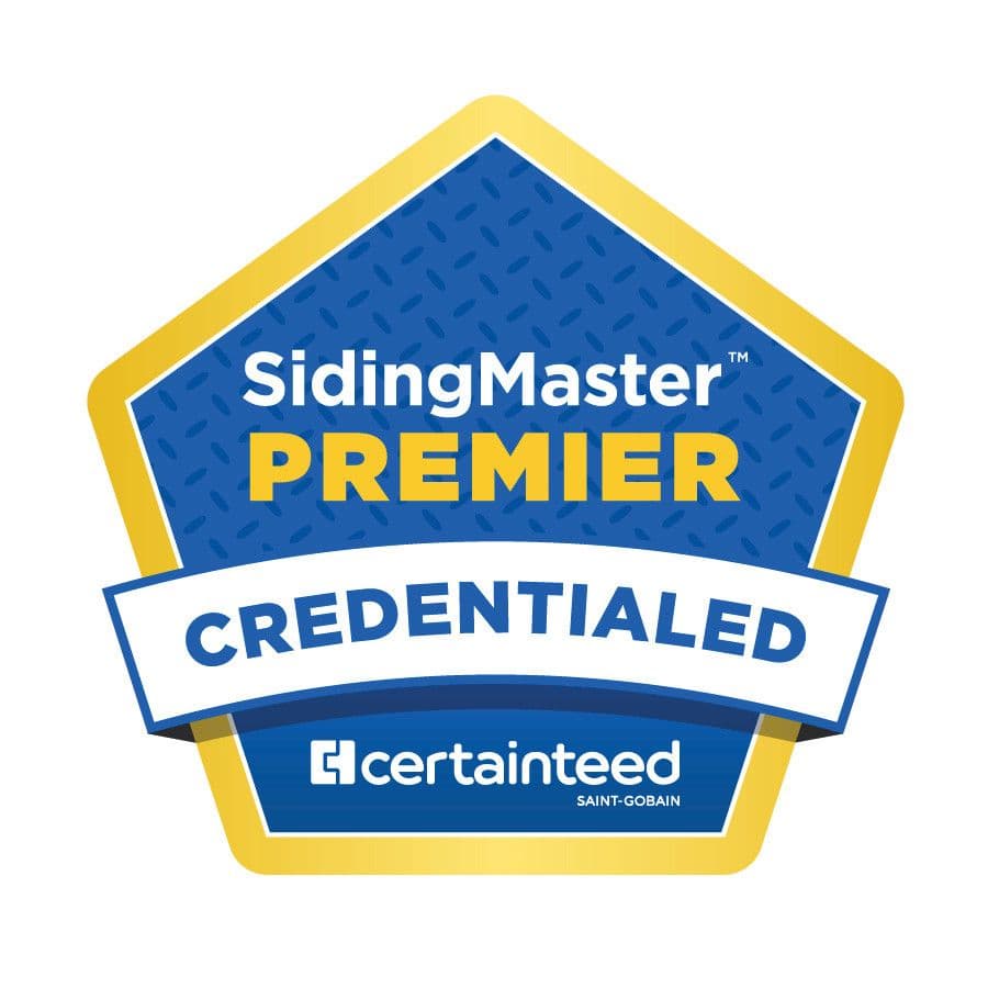 SidingMaster Premier Credentialed certification badge by Certainteed Saint-Gobain